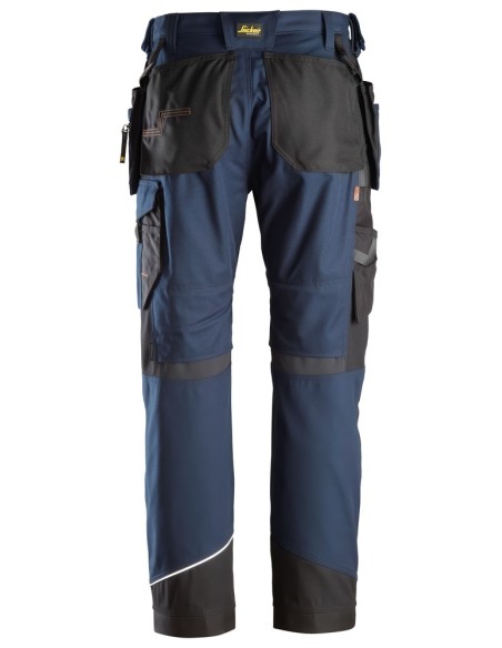 6214 Pantalones largos de trabajo con bolsillos flotantes Canvas+ RuffWork azul marino-negro