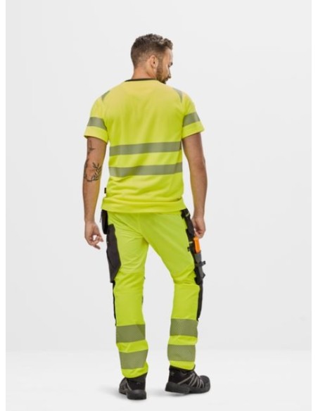 6943 Pantalones largos de trabajo elasticos de alta visibilidad clase 2 con bolsillos flotantes amarillo/ negro