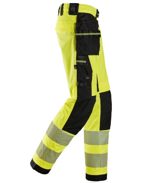 6943 Pantalones largos de trabajo elasticos de alta visibilidad clase 2 con bolsillos flotantes amarillo/ negro