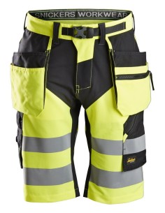 6933 Pantalones cortos FlexiWork alta visibilidad clase 1 con bolsillos flotantes amarillo-negro