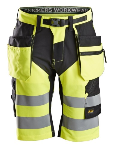 6933 Pantalones cortos FlexiWork alta visibilidad clase 1 con bolsillos flotantes amarillo-negro