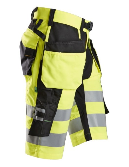 6933 Pantalones cortos FlexiWork alta visibilidad clase 1 con bolsillos flotantes amarillo-negro