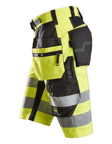 6933 Pantalones cortos FlexiWork alta visibilidad clase 1 con bolsillos flotantes amarillo-negro