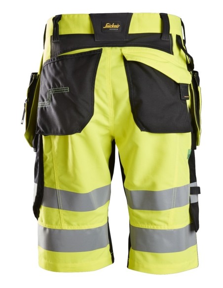 6933 Pantalones cortos FlexiWork alta visibilidad clase 1 con bolsillos flotantes amarillo-negro