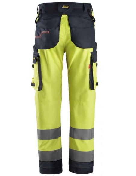 6361 Pantalones largos de trabajo de alta visibilidad clase 2 con bolsillos simetricos ProtecWork amarillo-azul marino
