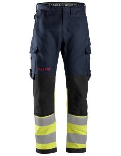 6363 Pantalones largos de trabajo de alta visibilidad clase 1 ProtecWork azul marino-amarillo