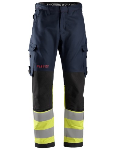 6363 Pantalones largos de trabajo de alta visibilidad clase 1 ProtecWork azul marino-amarillo