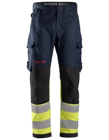 6363 Pantalones largos de trabajo de alta visibilidad clase 1 ProtecWork azul marino-amarillo