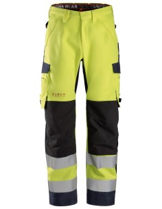 6563 Pantalones largos de trabajo impermeables de alta visibilidad clase 2 ProtecWork amarillo-azul marino