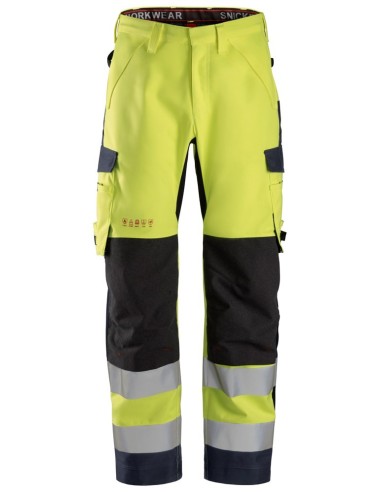 6563 Pantalones largos de trabajo impermeables de alta visibilidad clase 2 ProtecWork amarillo-azul marino
