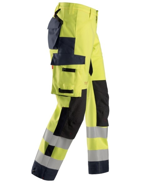 6563 Pantalones largos de trabajo impermeables de alta visibilidad clase 2 ProtecWork amarillo-azul marino