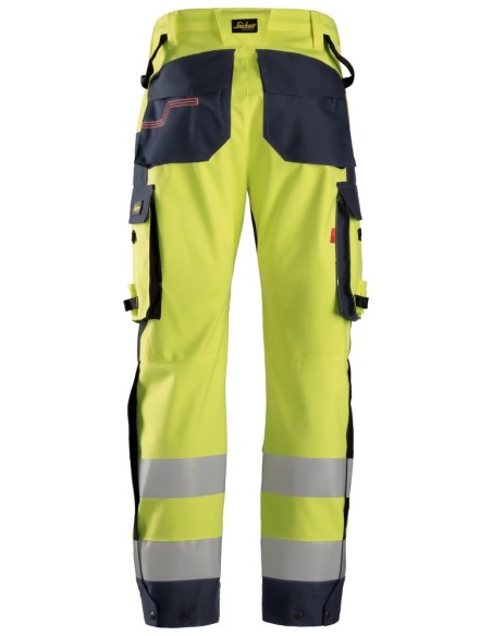 6563 Pantalones largos de trabajo impermeables de alta visibilidad clase 2 ProtecWork amarillo-azul marino