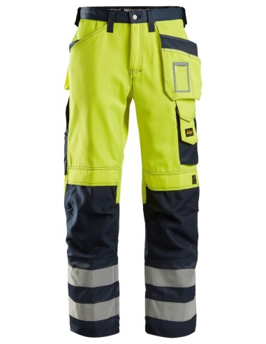 3233 Pantalones largos de trabajo de alta visibilidad clase 2 con bolsillos flotantes amarillo/ azul marino