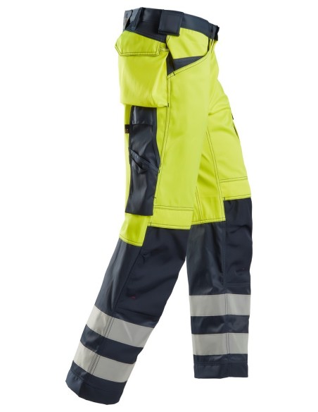 3233 Pantalones largos de trabajo de alta visibilidad clase 2 con bolsillos flotantes amarillo/ azul marino