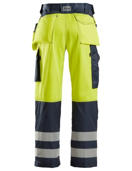 3233 Pantalones largos de trabajo de alta visibilidad clase 2 con bolsillos flotantes amarillo/ azul marino