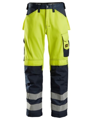 3333 Pantalones largos de trabajo de alta visibilidad clase 2 amarillo/ azul marino