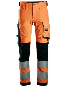 6343 Pantalones largos de trabajo elasticos de alta visibilidad clase 2 naranja/ negro
