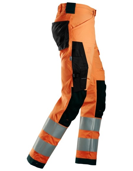 6343 Pantalones largos de trabajo elasticos de alta visibilidad clase 2 naranja/ negro