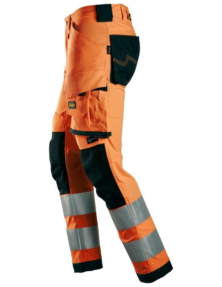 6343 Pantalones largos de trabajo elasticos de alta visibilidad clase 2 naranja/ negro