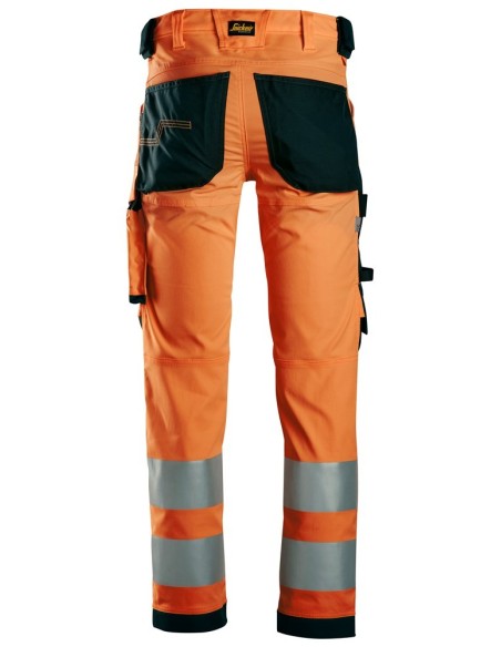 6343 Pantalones largos de trabajo elasticos de alta visibilidad clase 2 naranja/ negro