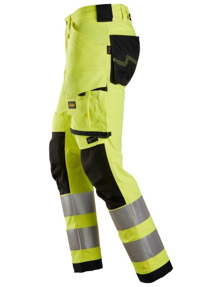 6343 Pantalones largos de trabajo elasticos de alta visibilidad clase 2 amarillo/ negro