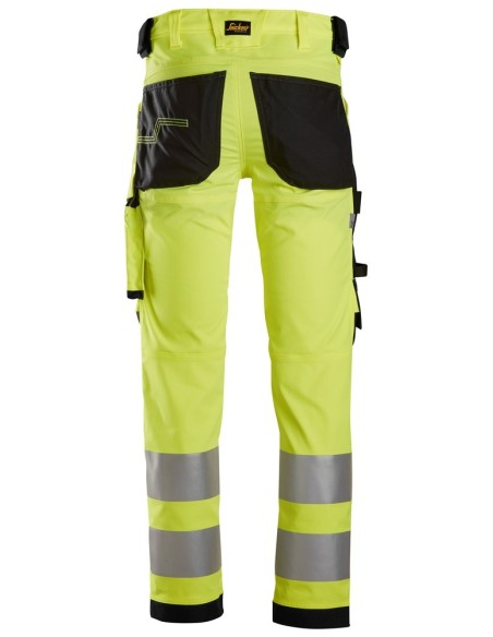 6343 Pantalones largos de trabajo elasticos de alta visibilidad clase 2 amarillo/ negro
