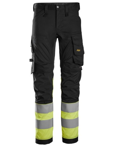 6334 Pantalones largos de trabajo elasticos de alta visibilidad clase 1 negro-amarillo