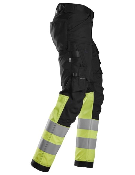 6334 Pantalones largos de trabajo elasticos de alta visibilidad clase 1 negro-amarillo