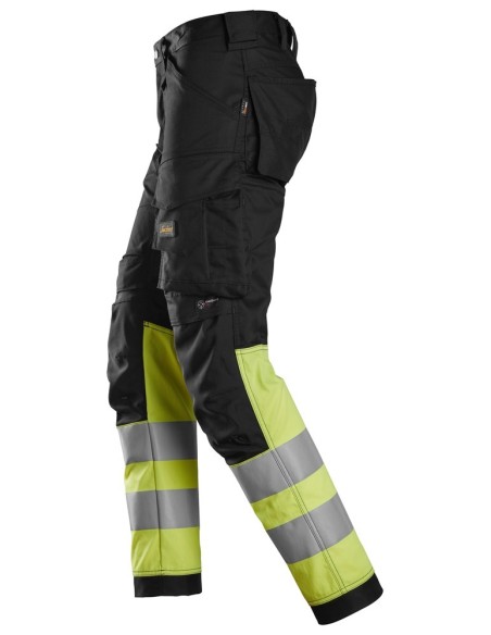 6334 Pantalones largos de trabajo elasticos de alta visibilidad clase 1 negro-amarillo
