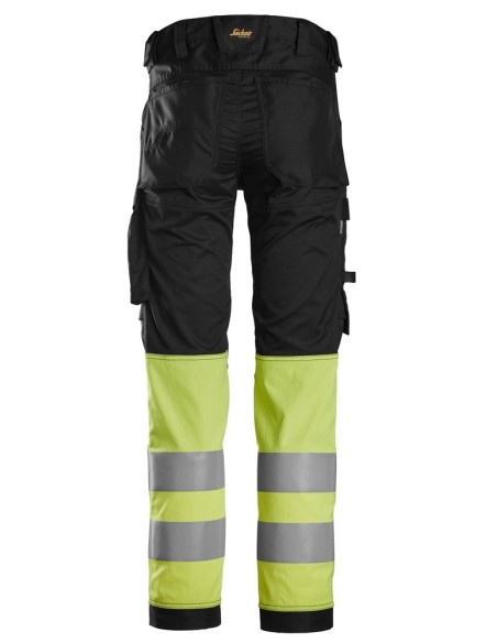 6334 Pantalones largos de trabajo elasticos de alta visibilidad clase 1 negro-amarillo