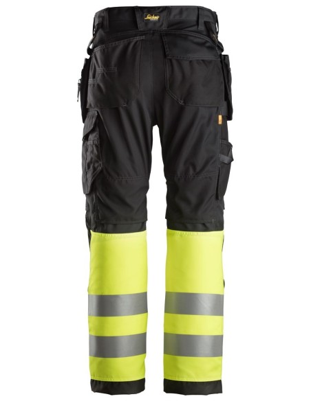 6233 Pantalones largos de trabajo de alta visibilidad clase 1 con bolsillos flotantes AllroundWork negro-amarillo