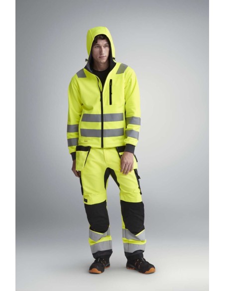 6230 Pantalones largos de trabajo de alta visibilidad clase 2 con bolsillos flotantes AllroundWork amarillo/ azul marino