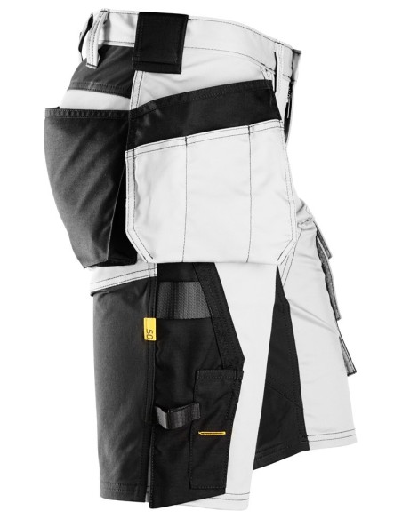 6141 Pantalones cortos de trabajo elasticos Slim Fit AllroundWork con bolsillos flotantes blanco/ negro