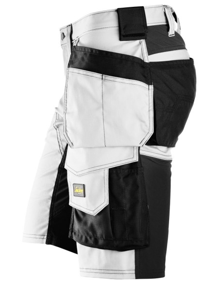 6141 Pantalones cortos de trabajo elasticos Slim Fit AllroundWork con bolsillos flotantes blanco/ negro