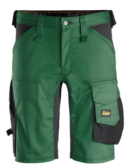 6143 Pantalones cortos de trabajo elasticos Slim Fit AllroundWork verde forestal/ negro