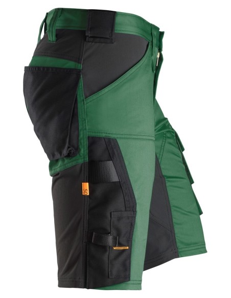 6143 Pantalones cortos de trabajo elasticos Slim Fit AllroundWork verde forestal/ negro