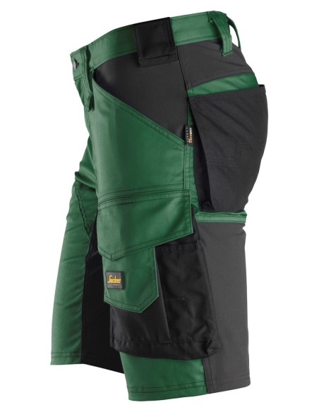 6143 Pantalones cortos de trabajo elasticos Slim Fit AllroundWork verde forestal/ negro