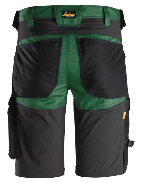 6143 Pantalones cortos de trabajo elasticos Slim Fit AllroundWork verde forestal/ negro
