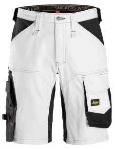 6153 Pantalones cortos de trabajo elasticos de ajuste holgado AllroundWork blanco/ negro