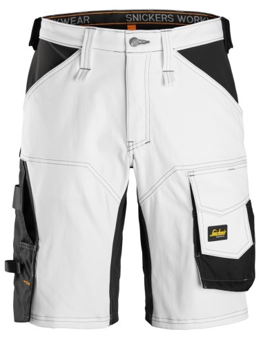 6153 Pantalones cortos de trabajo elasticos de ajuste holgado AllroundWork blanco/ negro