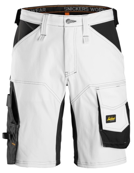 6153 Pantalones cortos de trabajo elasticos de ajuste holgado AllroundWork blanco/ negro