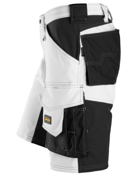 6153 Pantalones cortos de trabajo elasticos de ajuste holgado AllroundWork blanco/ negro
