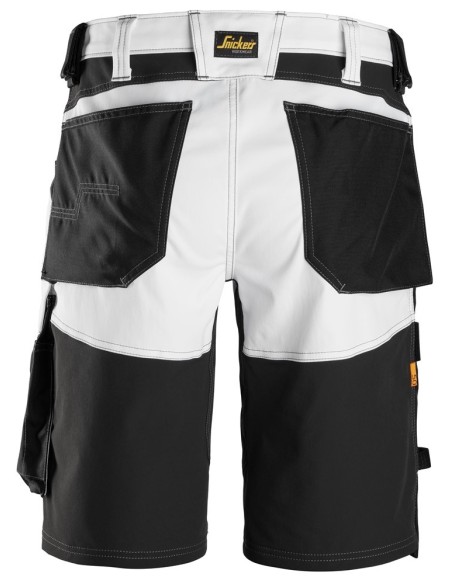6153 Pantalones cortos de trabajo elasticos de ajuste holgado AllroundWork blanco/ negro