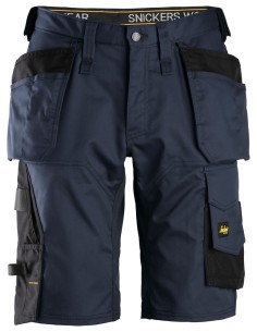 6151 Pantalones cortos de trabajo elasticos de ajuste holgado AllroundWork con bolsillos flotantes azul marino/ negro