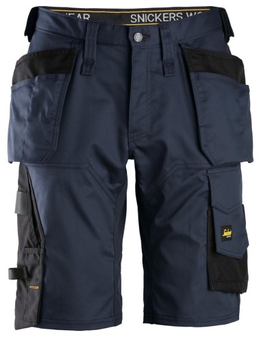 6151 Pantalones cortos de trabajo elasticos de ajuste holgado AllroundWork con bolsillos flotantes azul marino/ negro