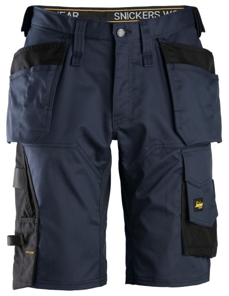 6151 Pantalones cortos de trabajo elasticos de ajuste holgado AllroundWork con bolsillos flotantes azul marino/ negro