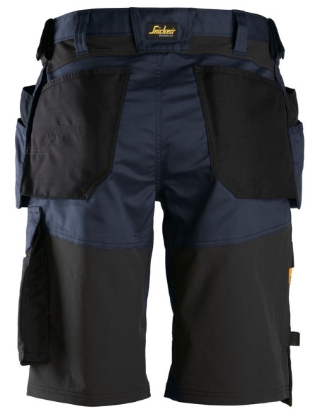 6151 Pantalones cortos de trabajo elasticos de ajuste holgado AllroundWork con bolsillos flotantes azul marino/ negro