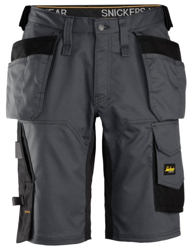 6151 Pantalones cortos de trabajo elasticos de ajuste holgado AllroundWork con bolsillos flotantes gris acero/ negro