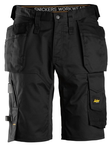 6151 Pantalones cortos de trabajo elasticos de ajuste holgado AllroundWork con bolsillos flotantes negro