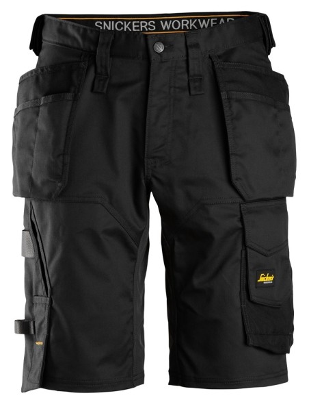 6151 Pantalones cortos de trabajo elasticos de ajuste holgado AllroundWork con bolsillos flotantes negro